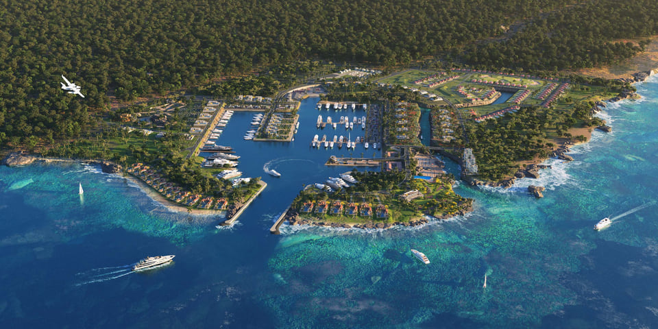 Habacoa superyacht marina masterplan rendering, Bahamas