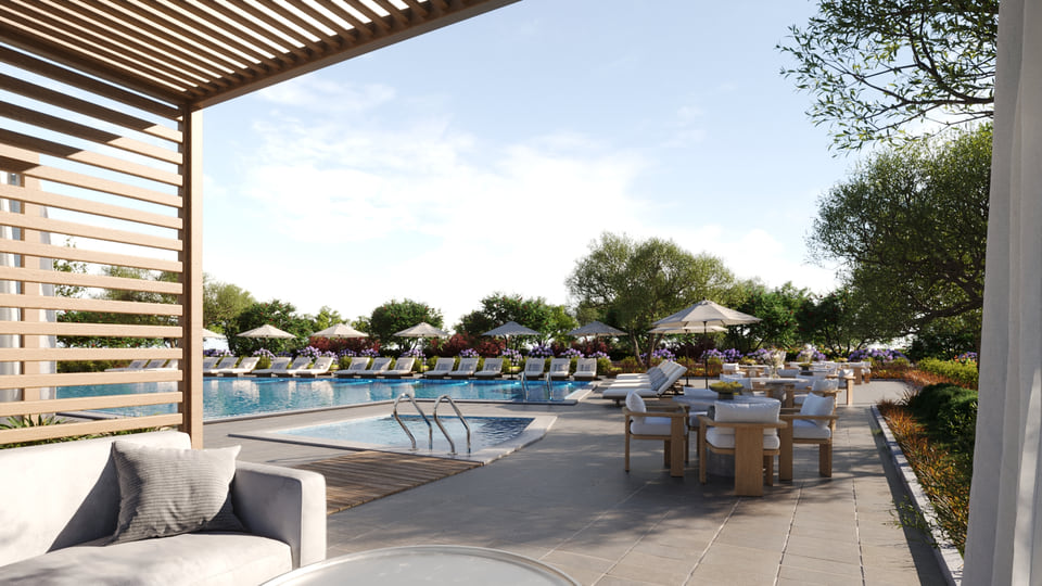 Community pool rendering for a single-family master-planned community.
