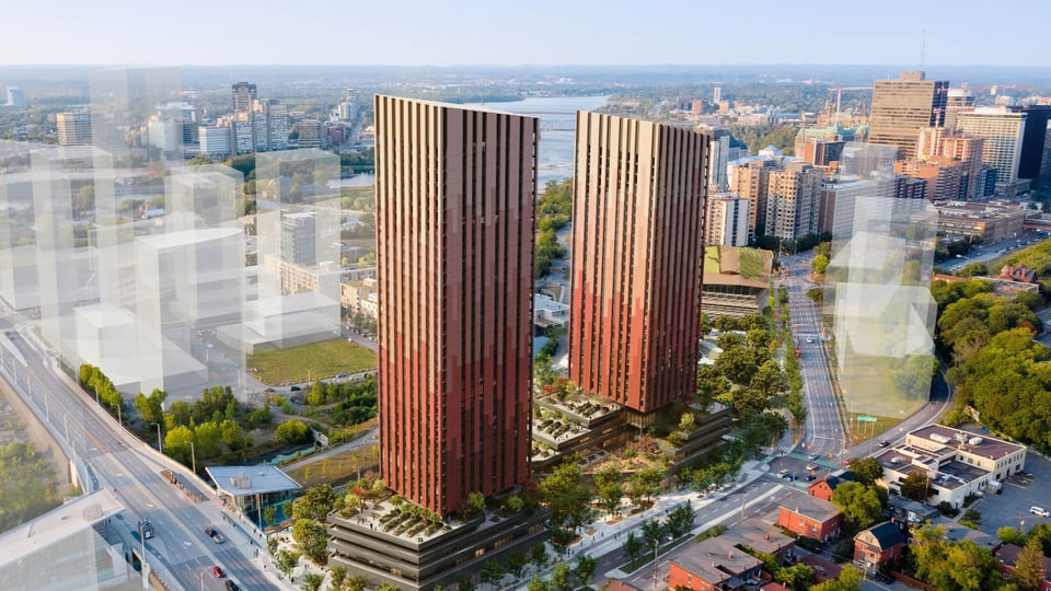 LeBreton Flats Ottawa waterfront masterplan rendering, Dream Asset Management