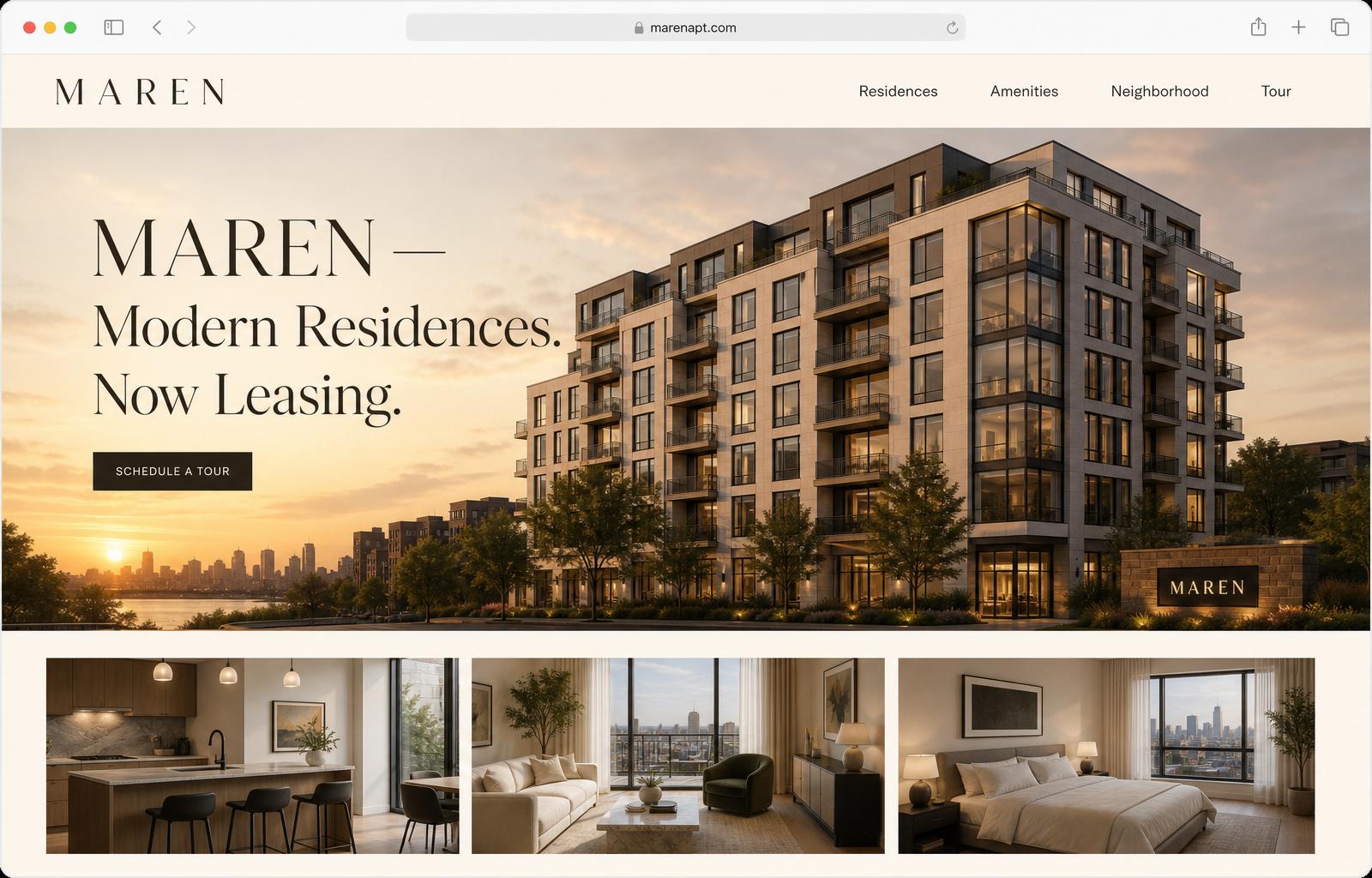 Maren marketing website desktop mockup