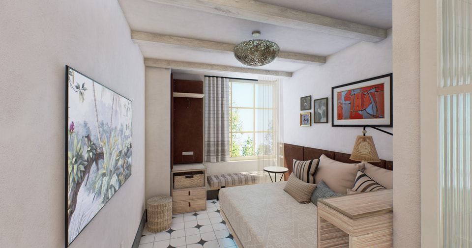 Real-time cinematic scene of a Miami hospitality lobby rendered in Unreal Engine for a digital twin experience