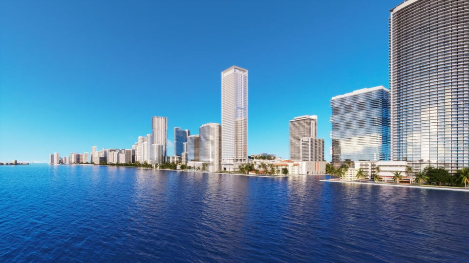 Missoni Baia - Water-view of condo sklyline.
