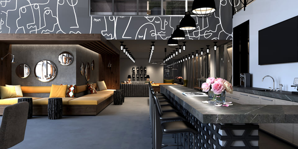 Alta East Atlanta multifamily lobby rendering, Reynoldstown luxury apartments
