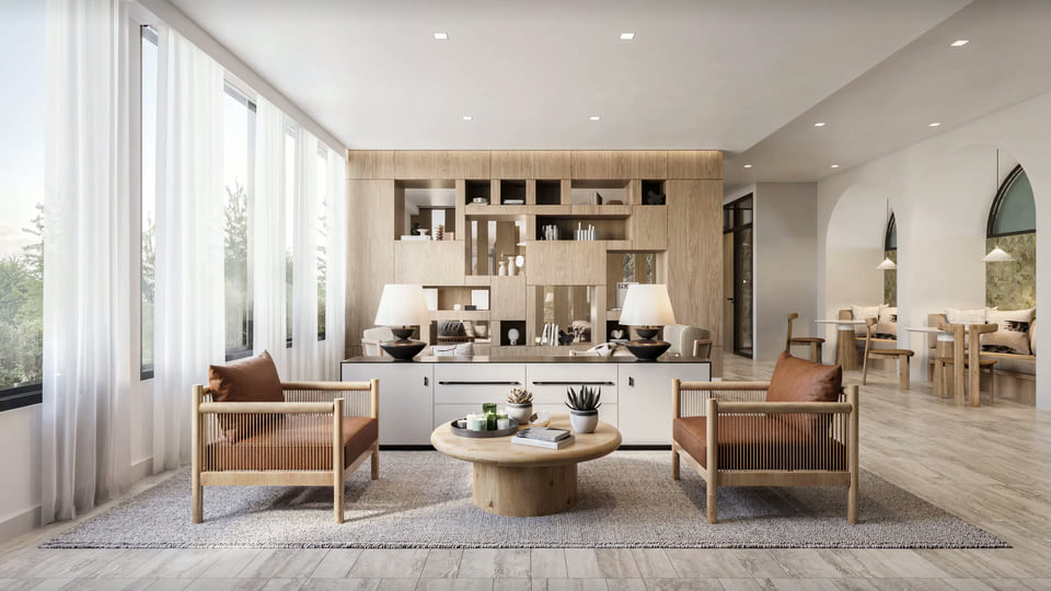 Cinematic multifamily apartment rendering fly-through poster