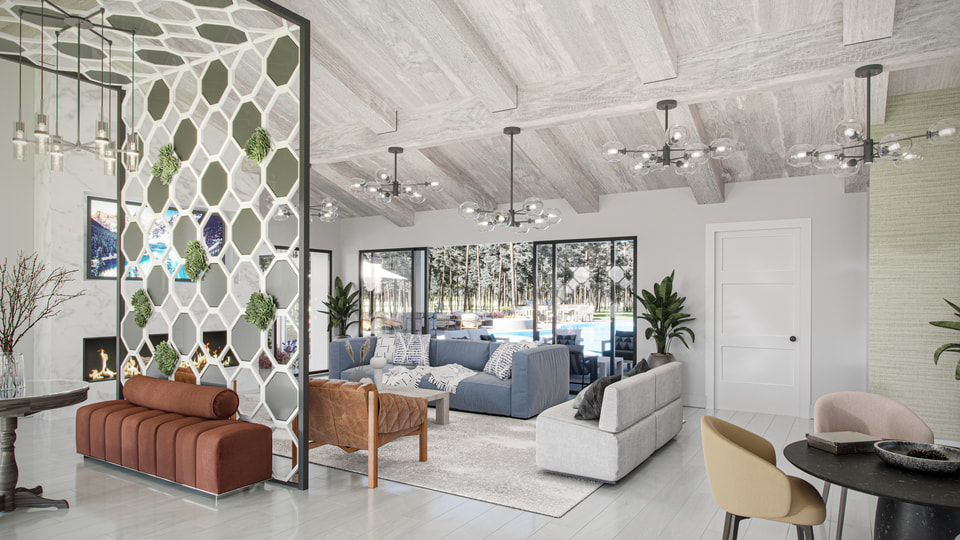 Leva Living clubhouse interior rendering of the resident lounge and shared amenity space