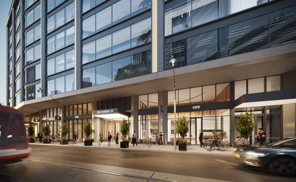 High-rise tower exterior rendering, Toronto proposal shown in true urban context.