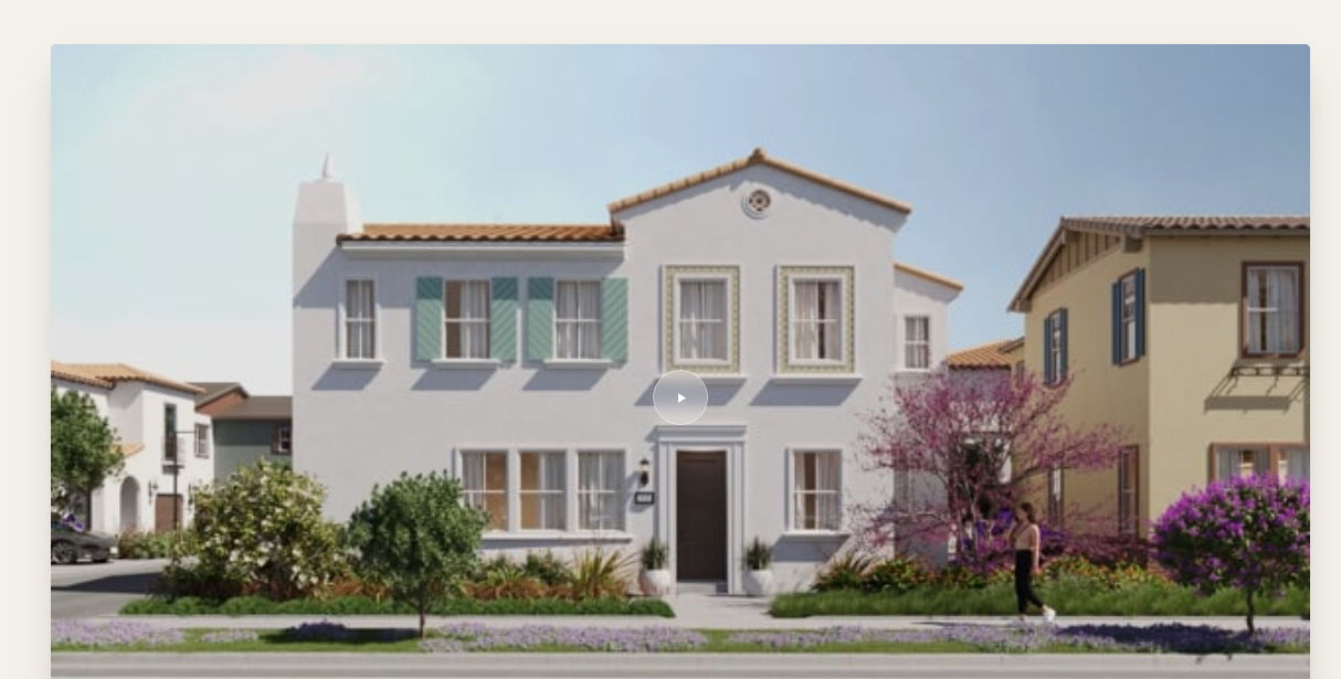 Exterior flythrough, full-block multifamily reveal.