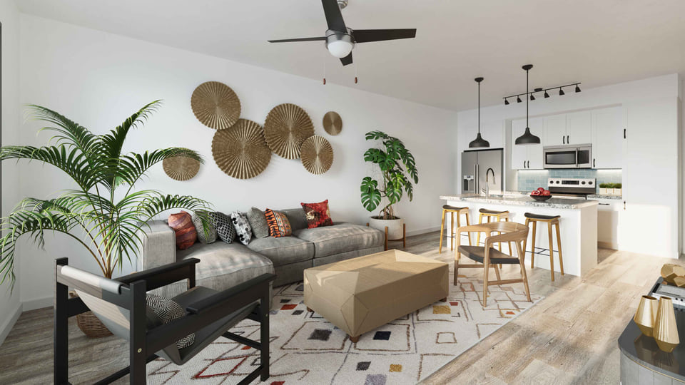 Livingroom Multifamily Rendering Visualization Firm