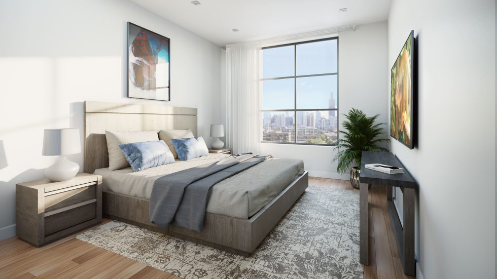 Bedroom Rendering created by radical galaxy studio in Chicago