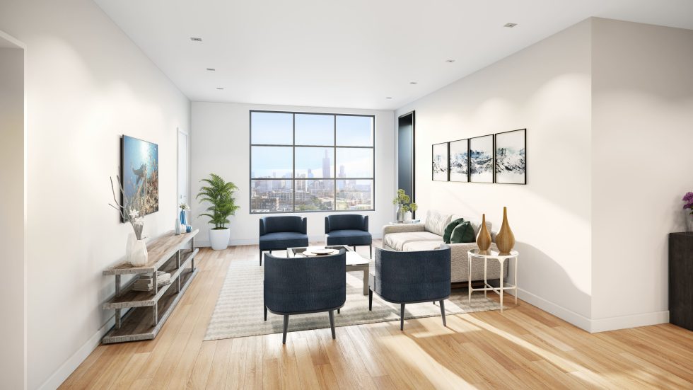 Chicago Living Room Rendering of 1400 w monroe created by radical galaxy studio