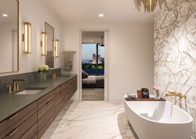 modern high end bathroom rendering in Austin Texas