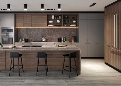 luxury kitchen rendering of a new development condominium created by radical galaxy studio