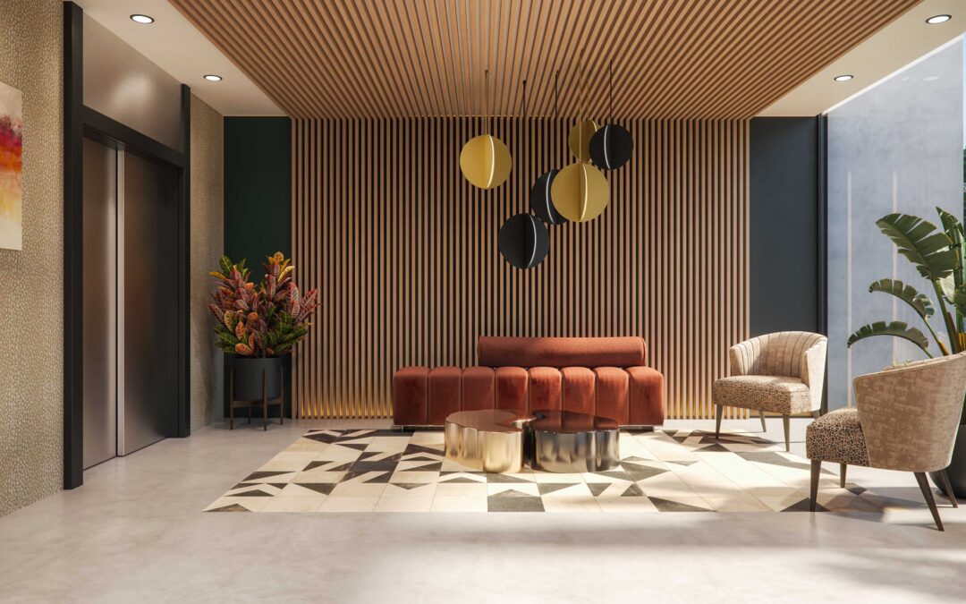 Lobby Rendering of a condominium building in Austin Texas