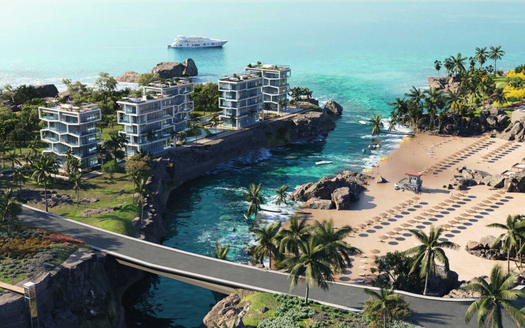 Condo building Rendering overlooking the ocean