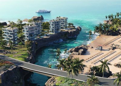 Condo building Rendering overlooking the ocean