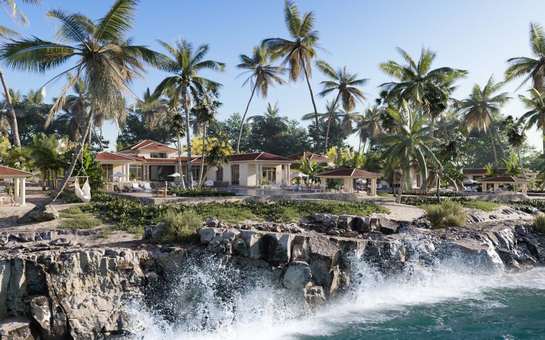 custom home rendering on the ocean