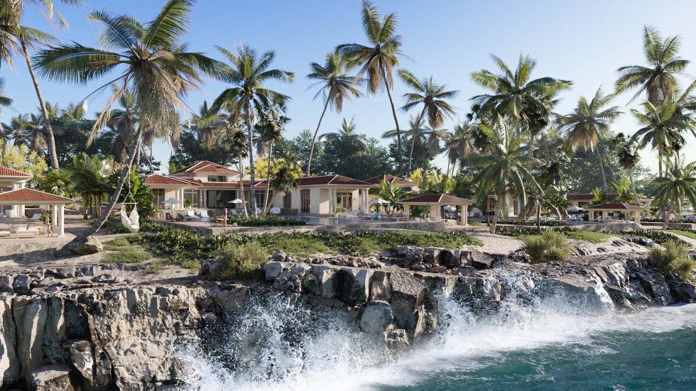 custom home rendering on the ocean