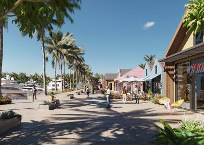 Marina village renderings showcasing the yacht club