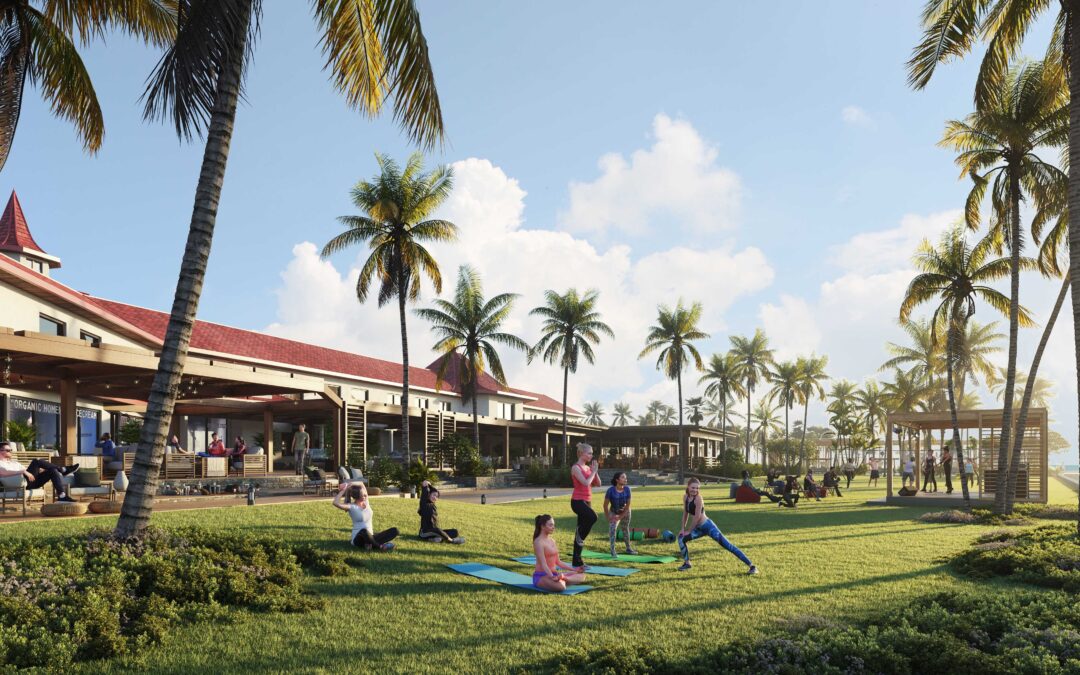 JLL multi- use real estate development with a focus on the retail complex rendering in Hawaii creating by radical galaxy studio