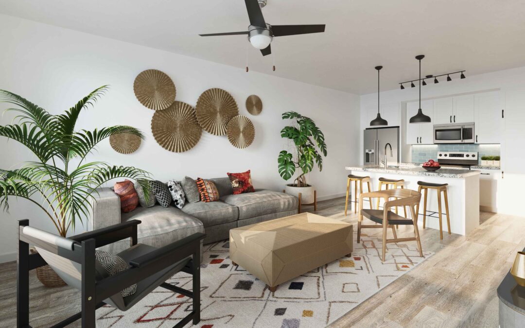 Livingroom Multifamily Rendering Visualization Firm