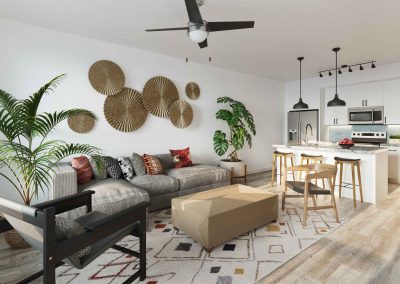 Livingroom Multifamily Rendering Visualization Firm