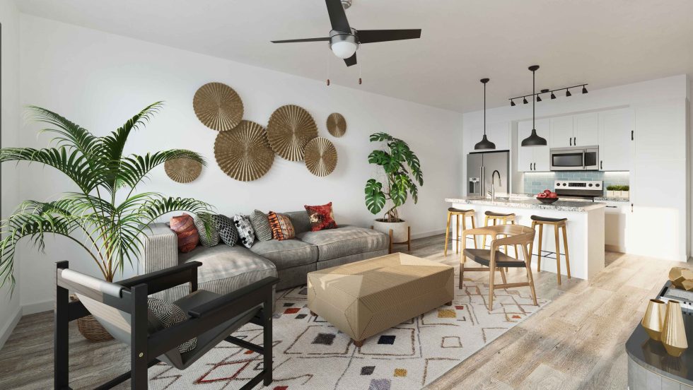 Livingroom Multifamily Rendering Visualization Firm
