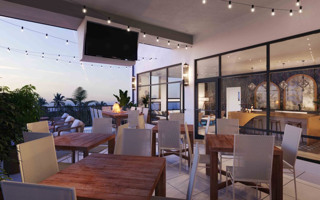 Rooftop Lounge Rendering Multifamily for Champions Gate