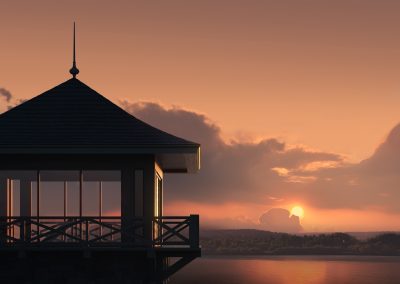 sunset rending over the puget sound