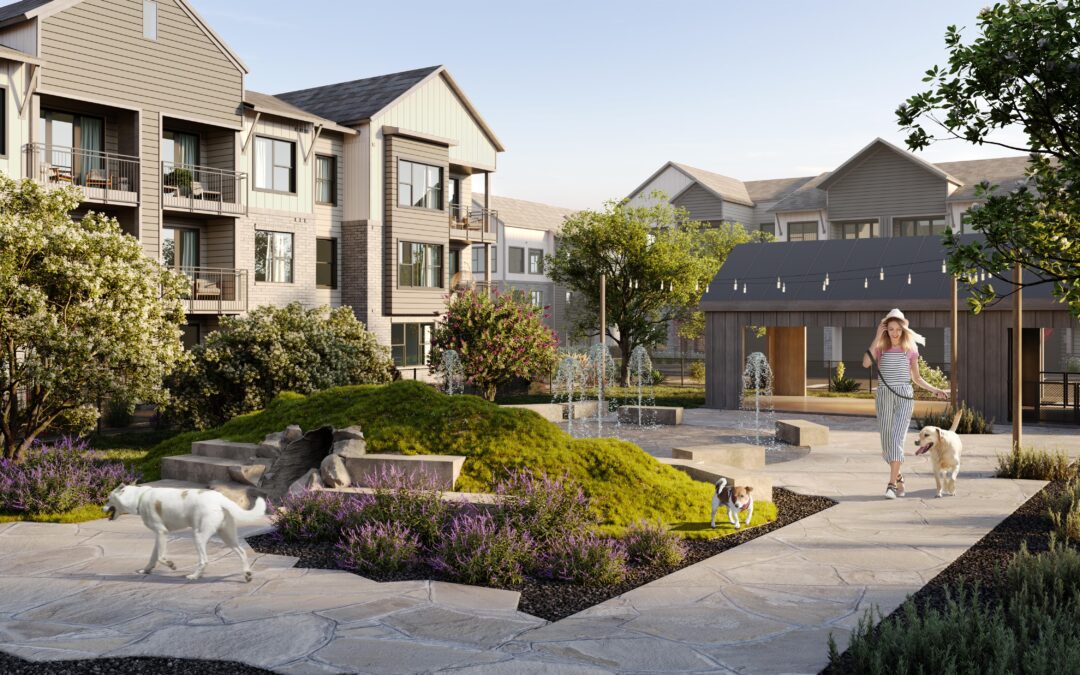 architectural rendering of a dog park at a multifamily apartment project