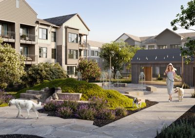 architectural rendering of a dog park at a multifamily apartment project