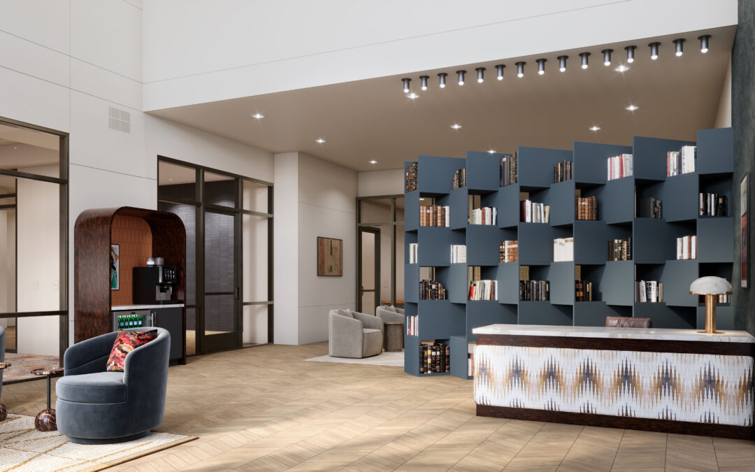 architectural visualization service created a rendering of a lobby in Arlington, Virginia