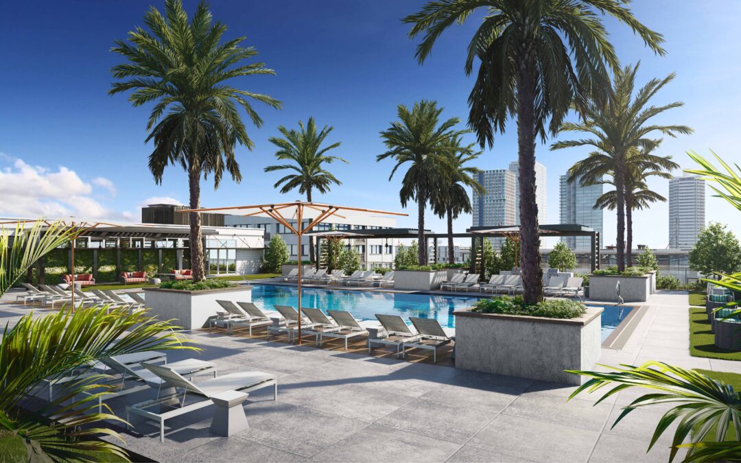 architectural visualization on a rooftop of a Miami apartment building was created by radical galaxy studio
