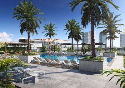 architectural visualization on a rooftop of a Miami apartment building was created by radical galaxy studio